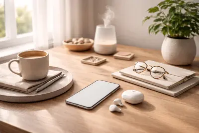 Moderne ruhige Alltagsszene als Sinnbild für einen klareren digitalen Alltag